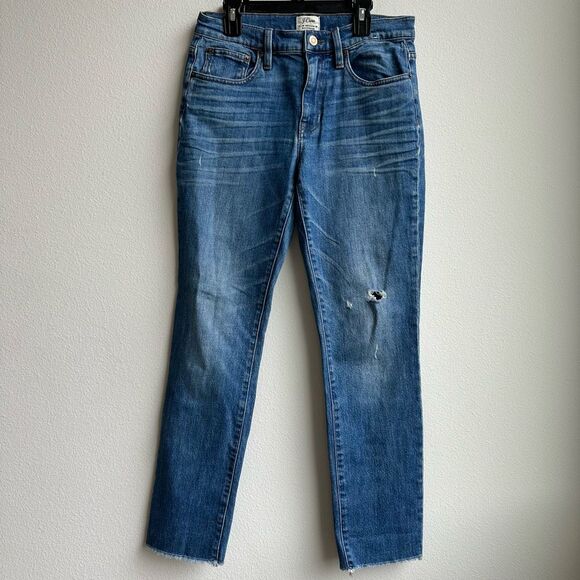 ✨$5/$25 J. Crew Slim Broken In Relaxed Cropped Ankle Jeans Cotton Size 25 Small - Picture 1 of 6